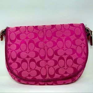 COACH Signature Saddle Crossbody Flap Pink Bag